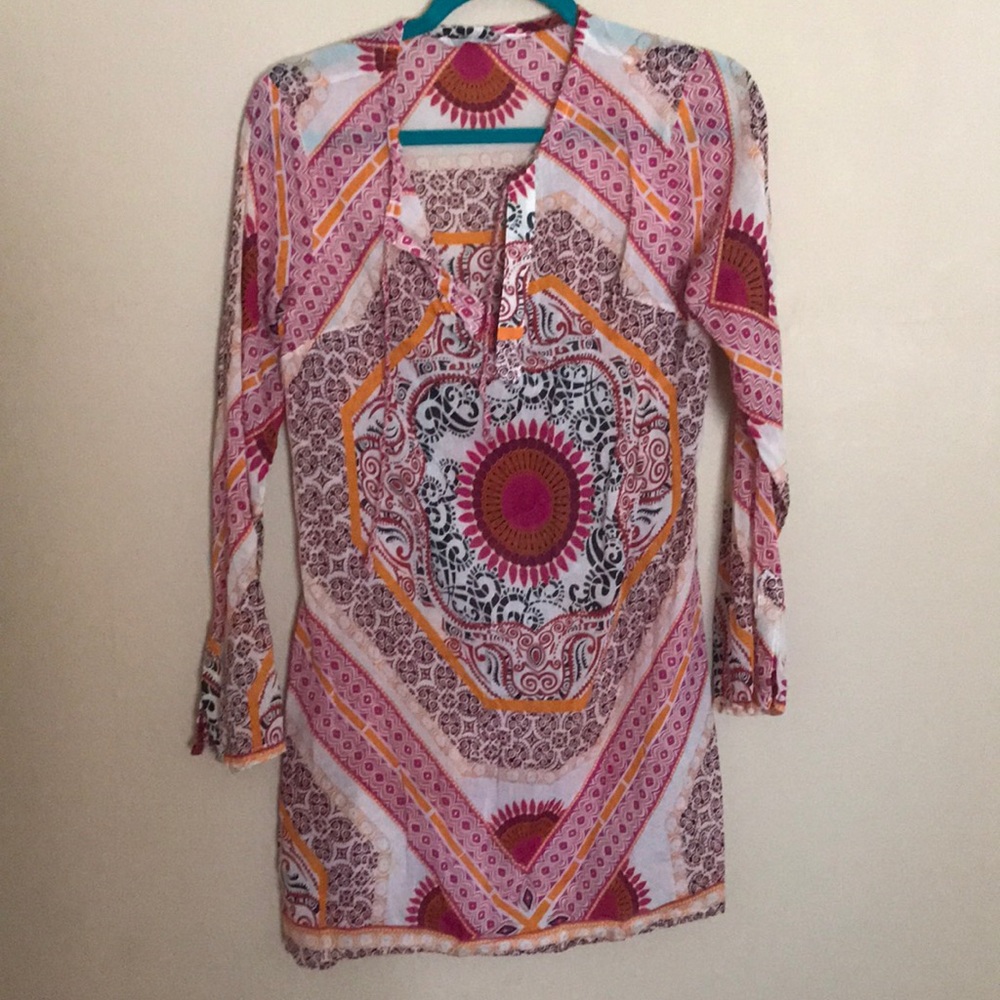 Pink and orange sheer dress